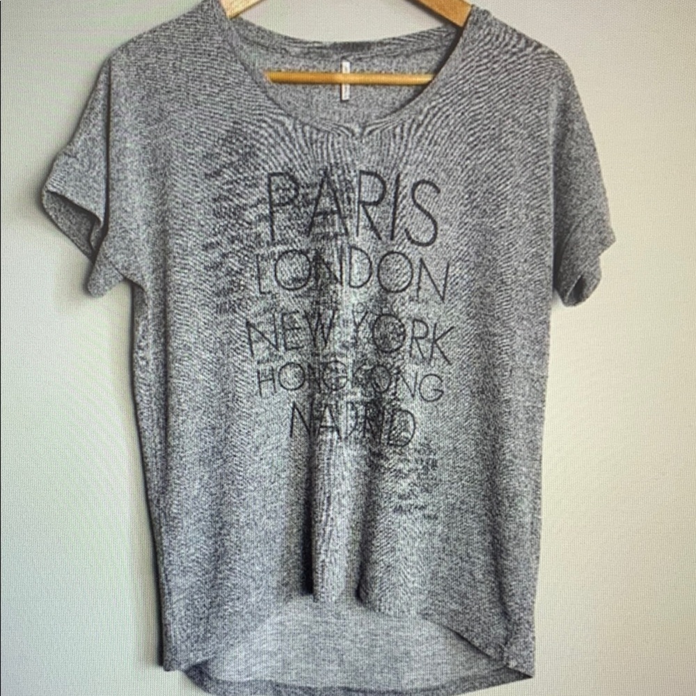 Gray Graphic Print Women's Top